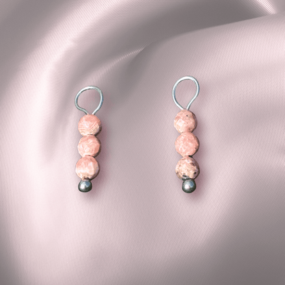The Guide Crystals Rhodochrosite Triple Dew Drop Crystal Earring Charms
