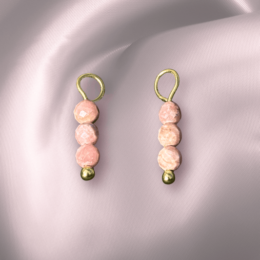The Guide Crystals Rhodochrosite Triple Dew Drop Crystal Earring Charms