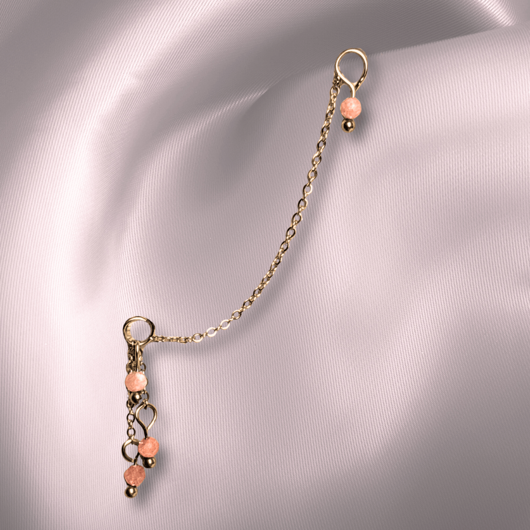 The Guide Crystals Rhodochrosite Waterfall Earring Chain