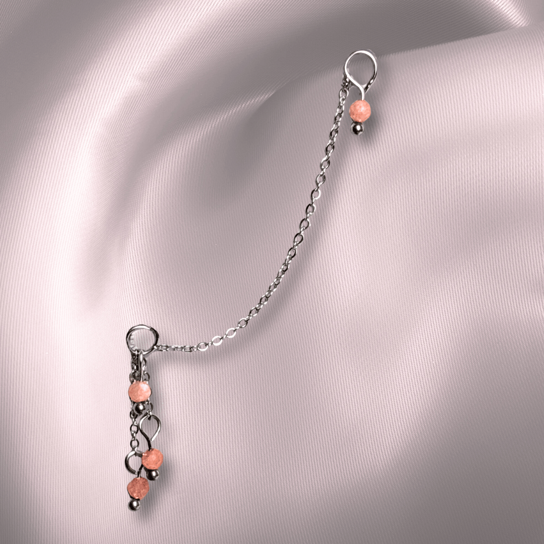 The Guide Crystals Rhodochrosite Waterfall Earring Chain