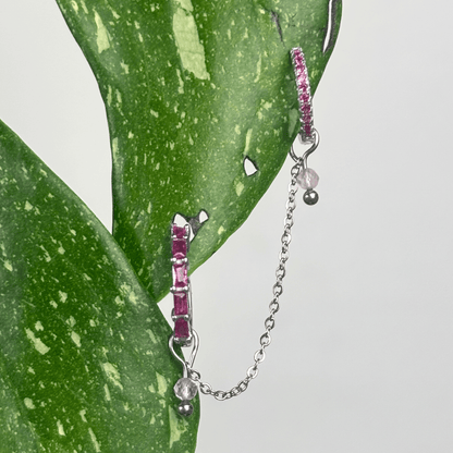 The Guide Crystals Silver | 1 PC Single Rose Quartz Aphrodite Chain Crystal Earring Charm