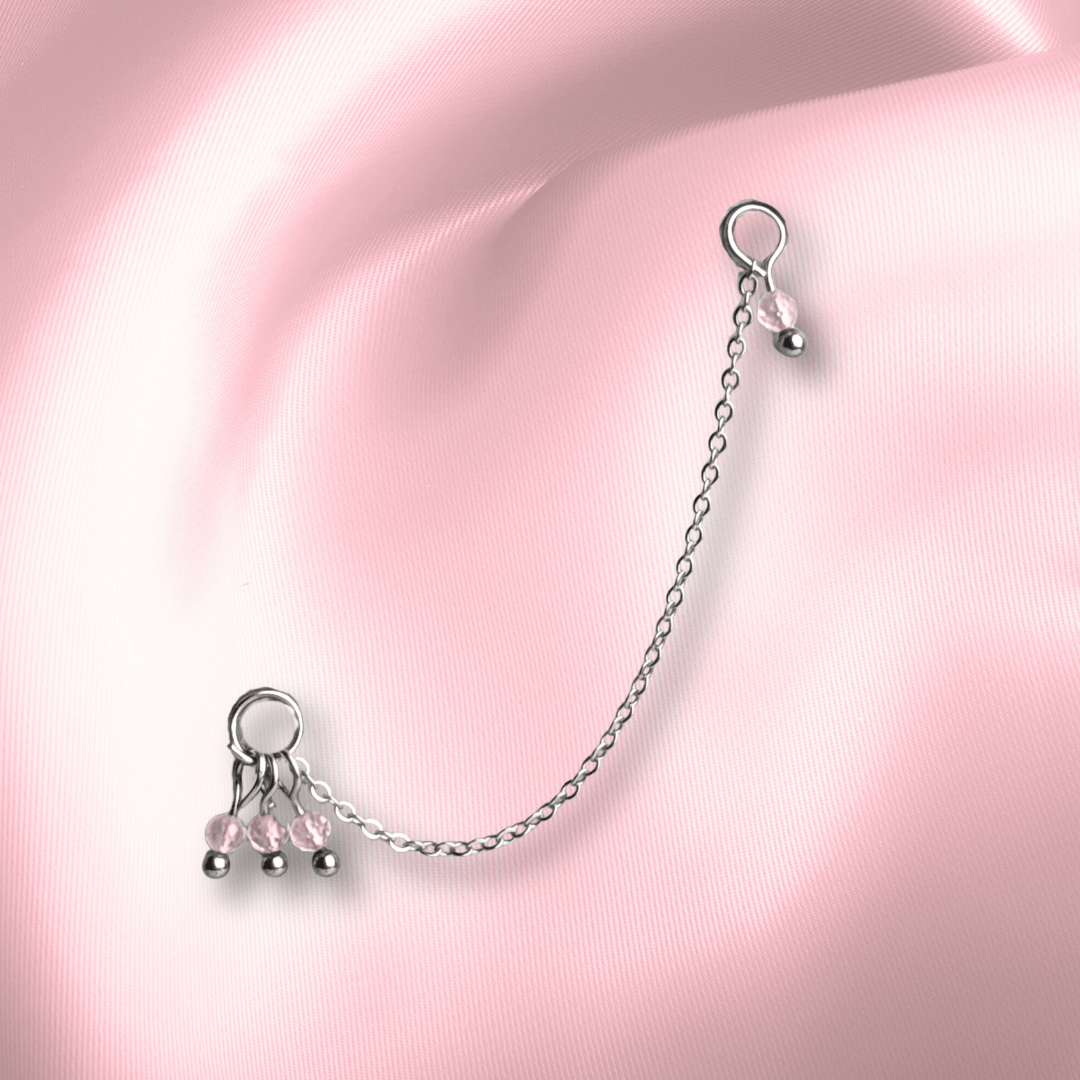 The Guide Crystals Rose Quartz Grape Chain Earring Charm