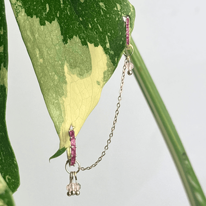 The Guide Crystals Gold | 1 PC Single Rose Quartz Grape Chain Earring Charm