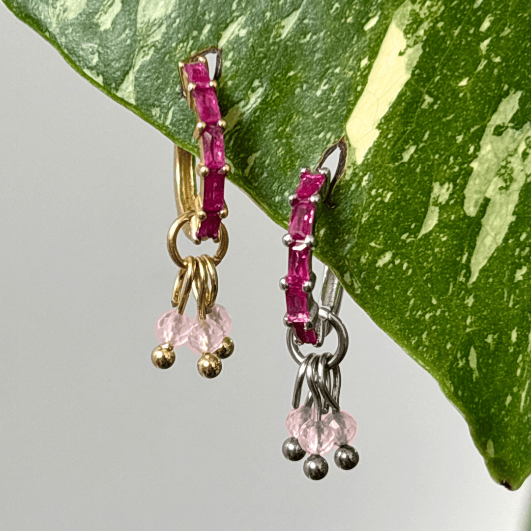 The Guide Crystals Rose Quartz Grape Crystal Earring Charm