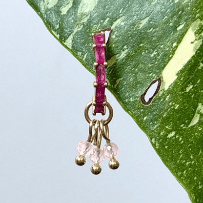 The Guide Crystals Gold | 1 PC Single Rose Quartz Grape Crystal Earring Charm