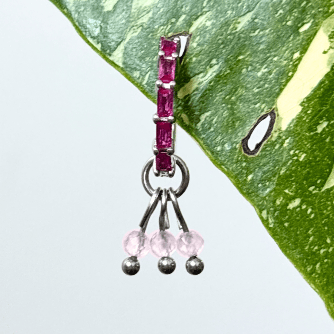 The Guide Crystals Silver | 1 PC Single Rose Quartz Grape Crystal Earring Charm