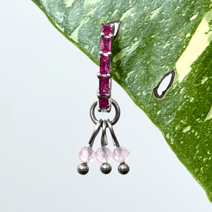 The Guide Crystals Silver | 1 PC Single Rose Quartz Grape Crystal Earring Charm