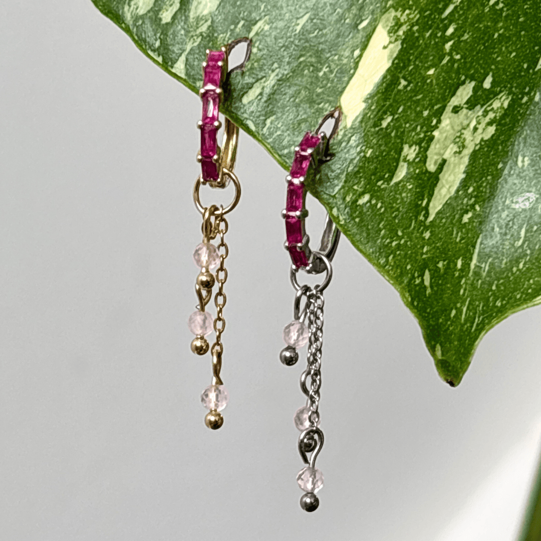 The Guide Crystals Rose Quartz Lily of the Valley Crystal Earring Charm