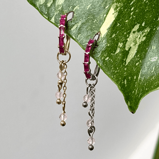 The Guide Crystals Rose Quartz Lily of the Valley Crystal Earring Charm