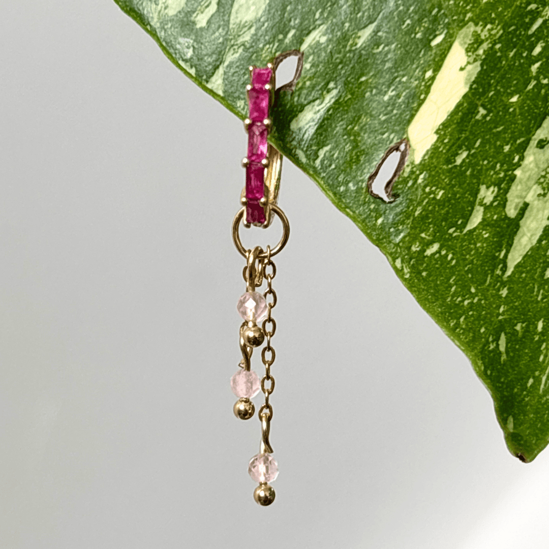The Guide Crystals Gold | 1 PC Single Rose Quartz Lily of the Valley Crystal Earring Charm