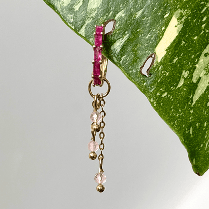The Guide Crystals Gold | 1 PC Single Rose Quartz Lily of the Valley Crystal Earring Charm