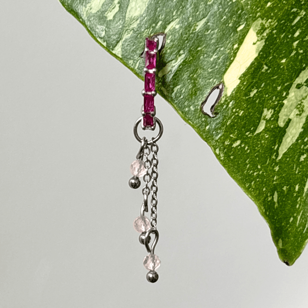 The Guide Crystals Silver | 1 PC Single Rose Quartz Lily of the Valley Crystal Earring Charm