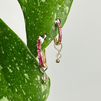 The Guide Crystals Gold Rose Quartz Single Dew Drop Crystal Earring Charms