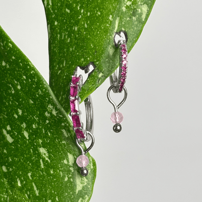 The Guide Crystals Silver Rose Quartz Single Dew Drop Crystal Earring Charms