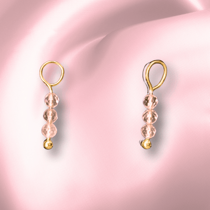 The Guide Crystals Rose Quartz Triple Dew Drop Crystal Earring Charms