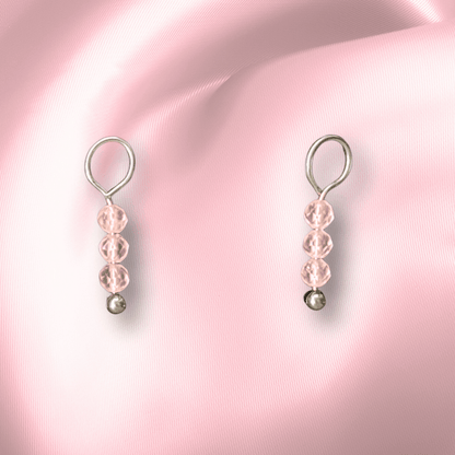 The Guide Crystals Rose Quartz Triple Dew Drop Crystal Earring Charms