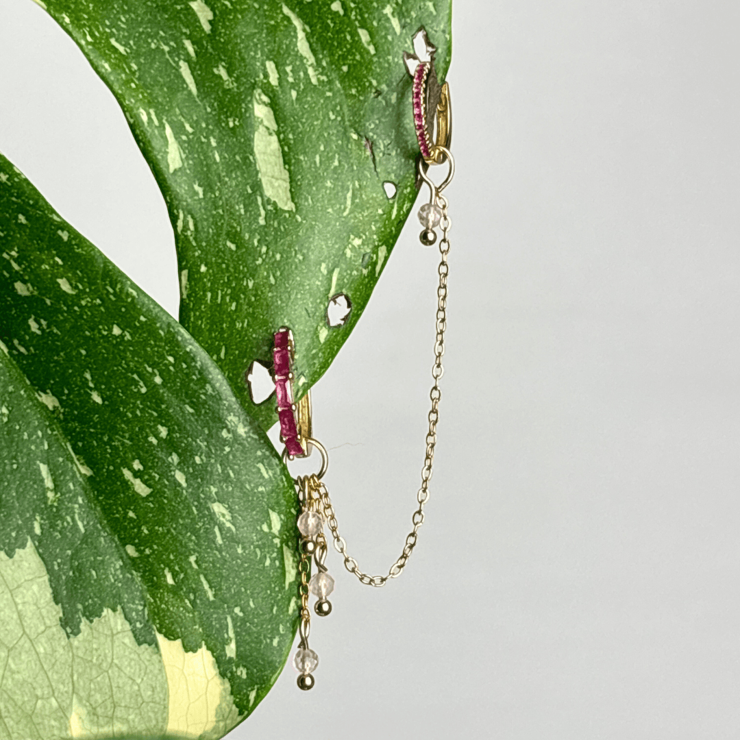 The Guide Crystals Rose Quartz Waterfall Earring Chain