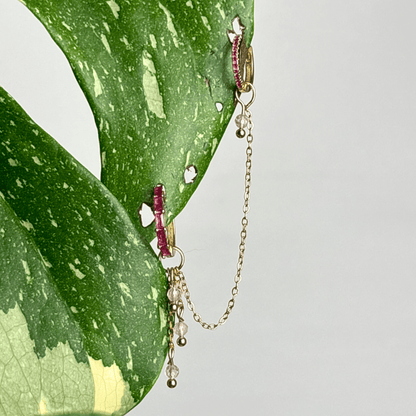 The Guide Crystals Rose Quartz Waterfall Earring Chain