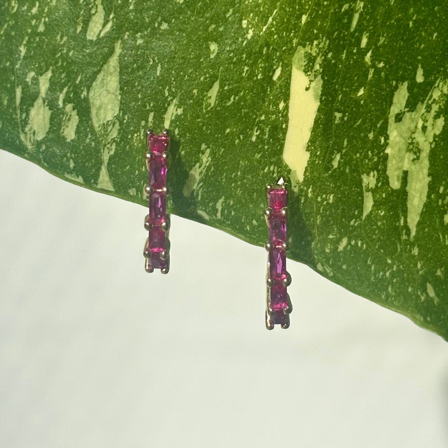 The Guide Crystals Rose Zirconia Gold Huggie Earrings