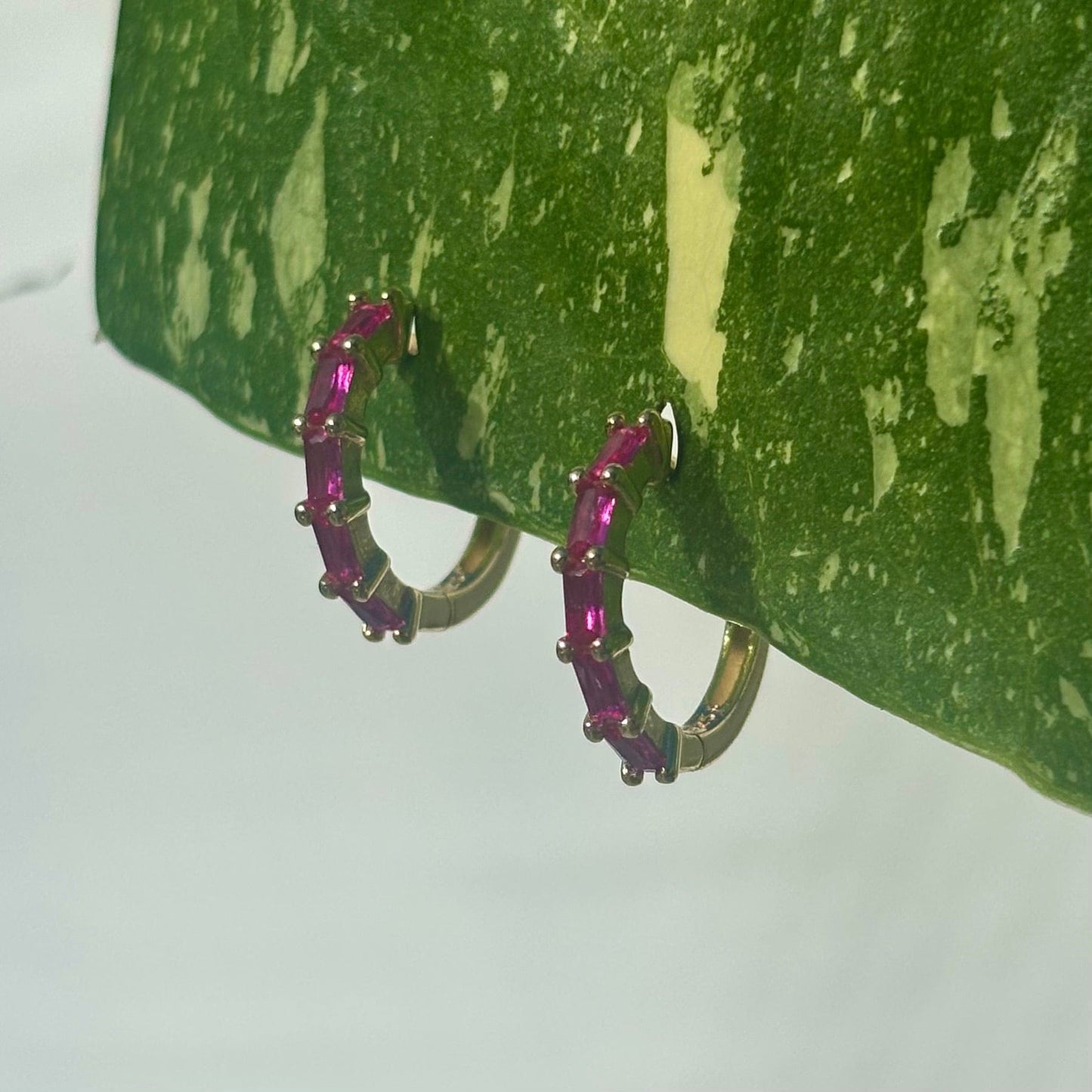 The Guide Crystals Rose Zirconia Gold Huggie Earrings