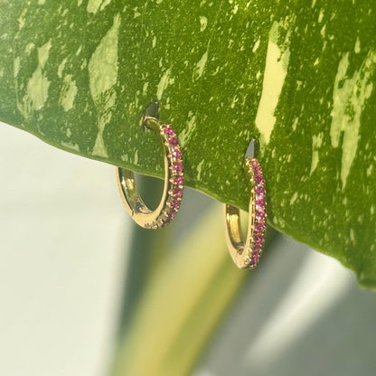 The Guide Crystals Rose Zirconia Gold Mini Huggie Earrings