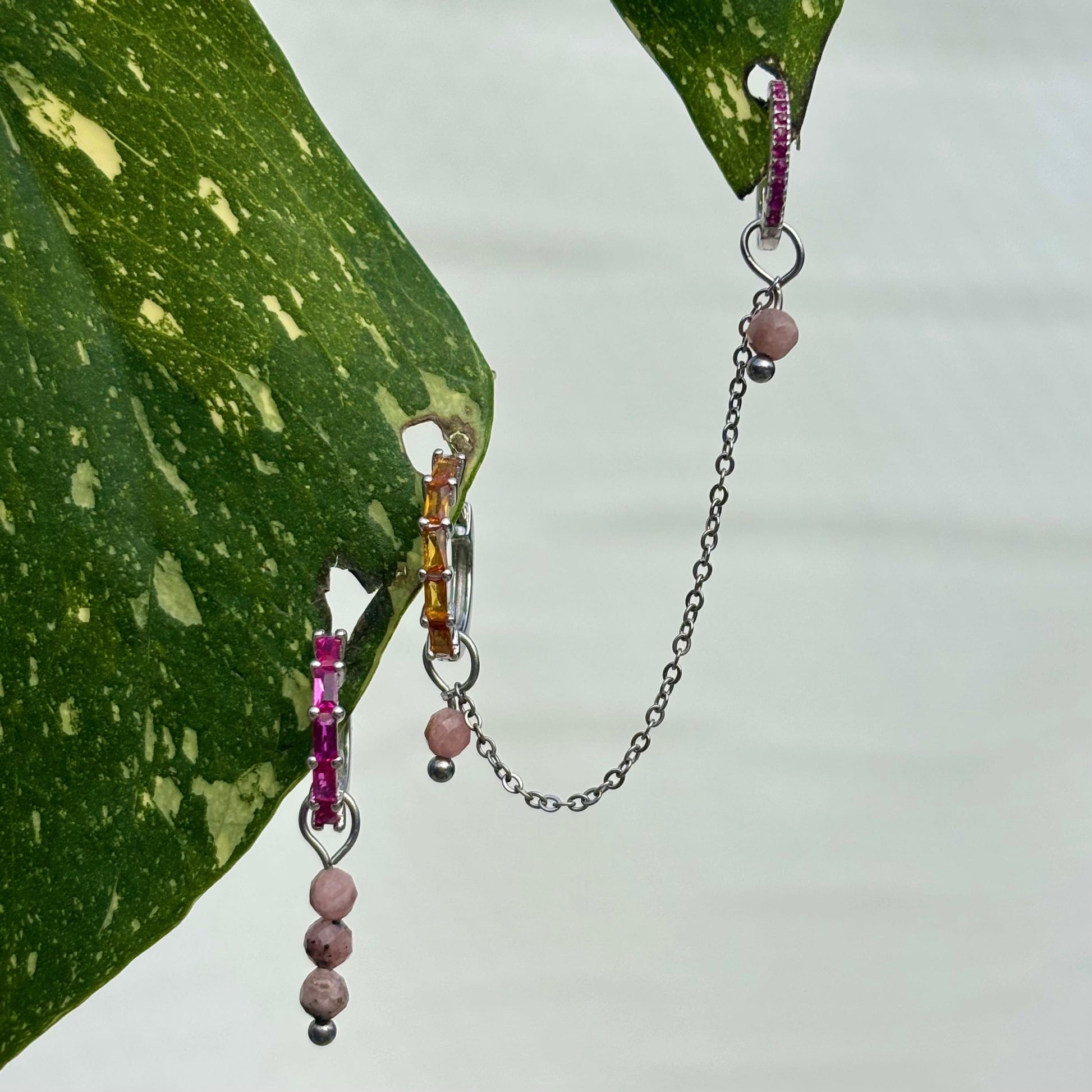 The Guide Crystals Rose Zirconia Silver Mini Huggie Earrings