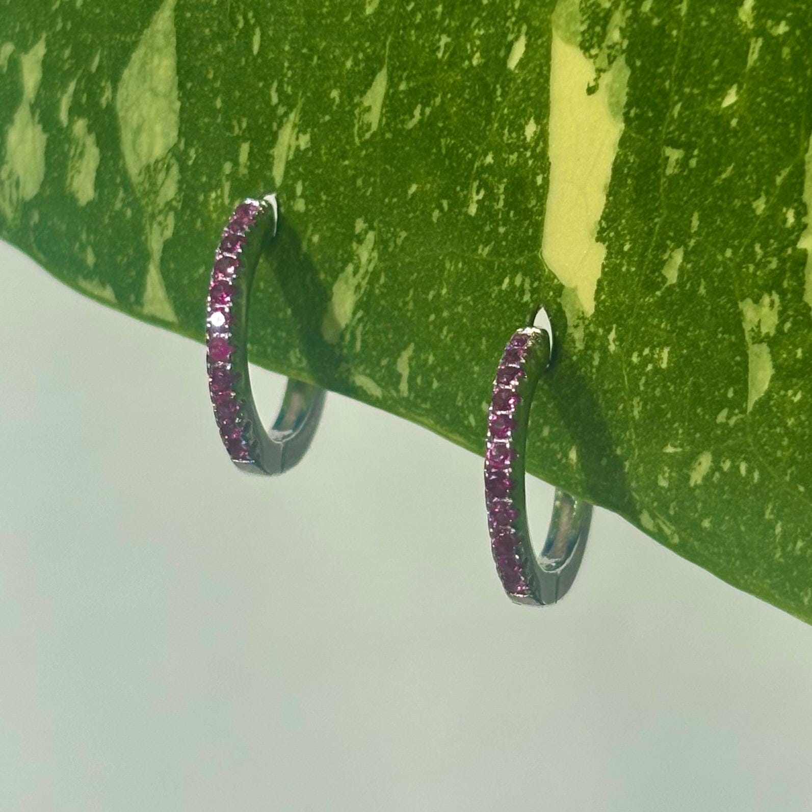 The Guide Crystals Rose Zirconia Silver Mini Huggie Earrings