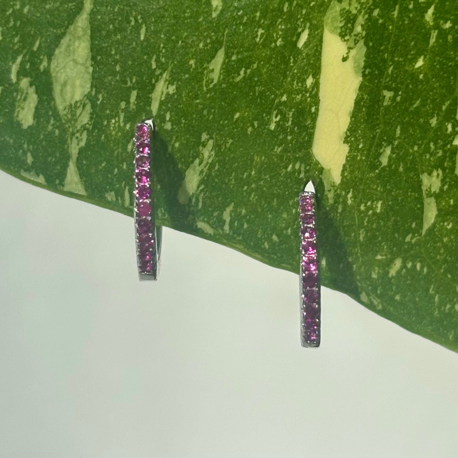 The Guide Crystals Rose Zirconia Silver Mini Huggie Earrings