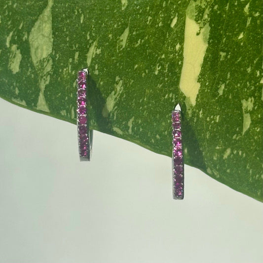 The Guide Crystals Rose Zirconia Silver Mini Huggie Earrings