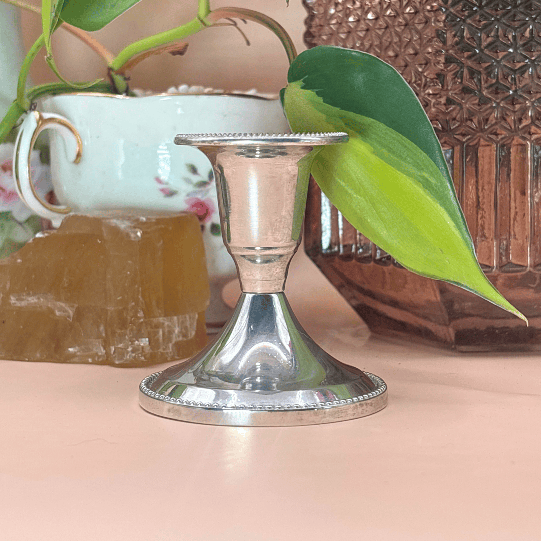 The Guide Crystals Small Silver Candlestick Holder AVAILABLE 1/11!
