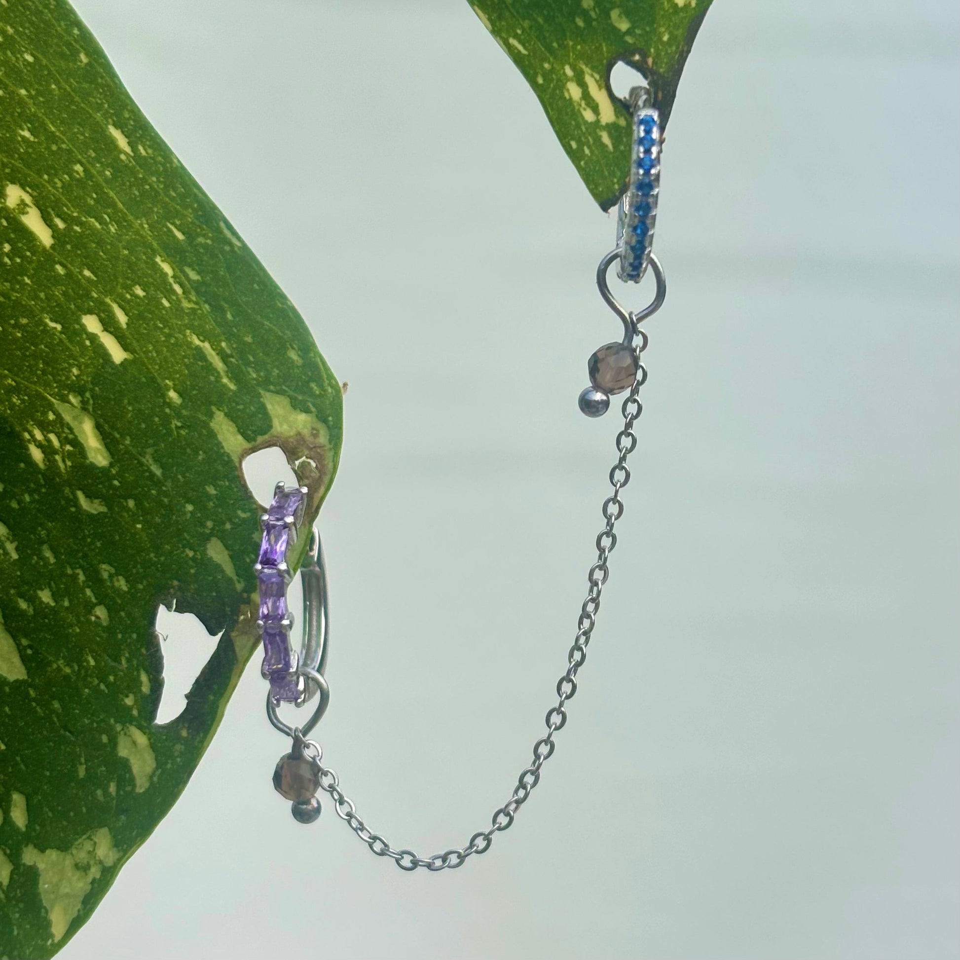 The Guide Crystals Silver | 1 PC Single Smokey Quartz Aphrodite Chain Crystal Earring Charm