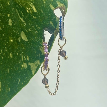 The Guide Crystals Gold | 1 PC Single Smokey Quartz Aurora Chain Crystal Earring Charm