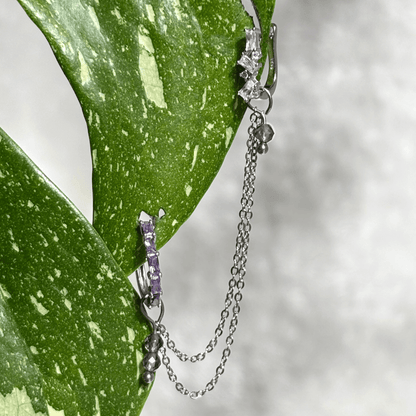 The Guide Crystals Silver | 1 PC Single Smokey Quartz Cordellia Chain Crystal Earring Charm