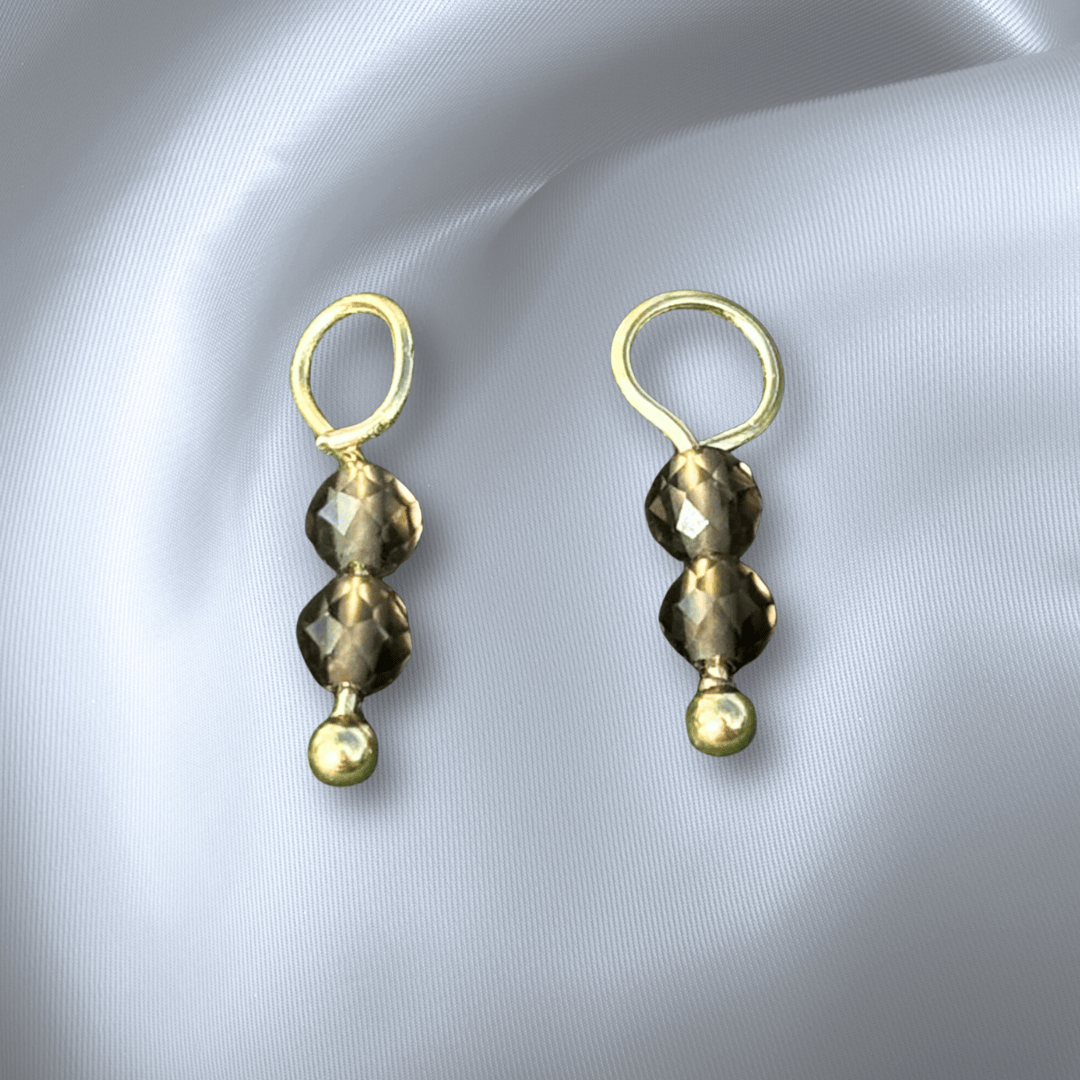 The Guide Crystals Smokey Quartz Double Dew Drop Crystal Earring Charms