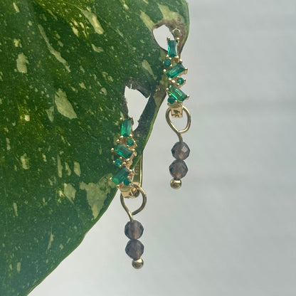 The Guide Crystals Gold Smokey Quartz Double Dew Drop Crystal Earring Charms