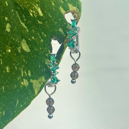 The Guide Crystals Silver Smokey Quartz Double Dew Drop Crystal Earring Charms