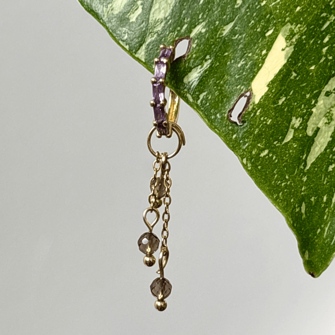 The Guide Crystals Gold | 1 PC Single Smokey Quartz Lily of the Valley Crystal Earring Charm