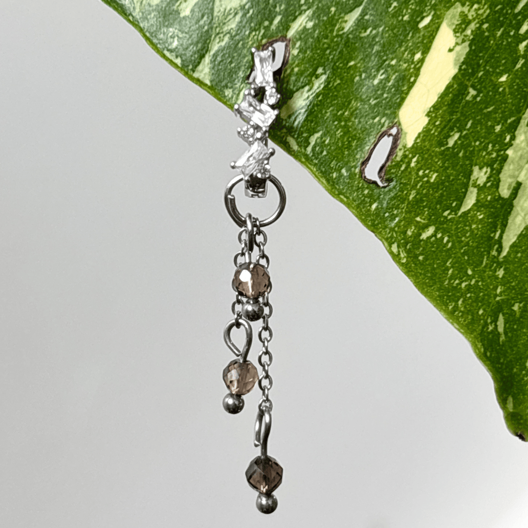 The Guide Crystals Silver | 1 PC Single Smokey Quartz Lily of the Valley Crystal Earring Charm