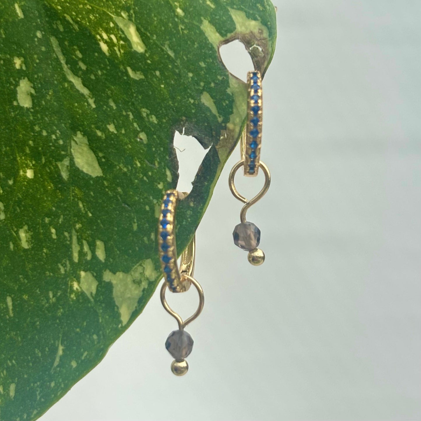 The Guide Crystals Gold Smokey Quartz Single Dew Drop Crystal Earring Charms