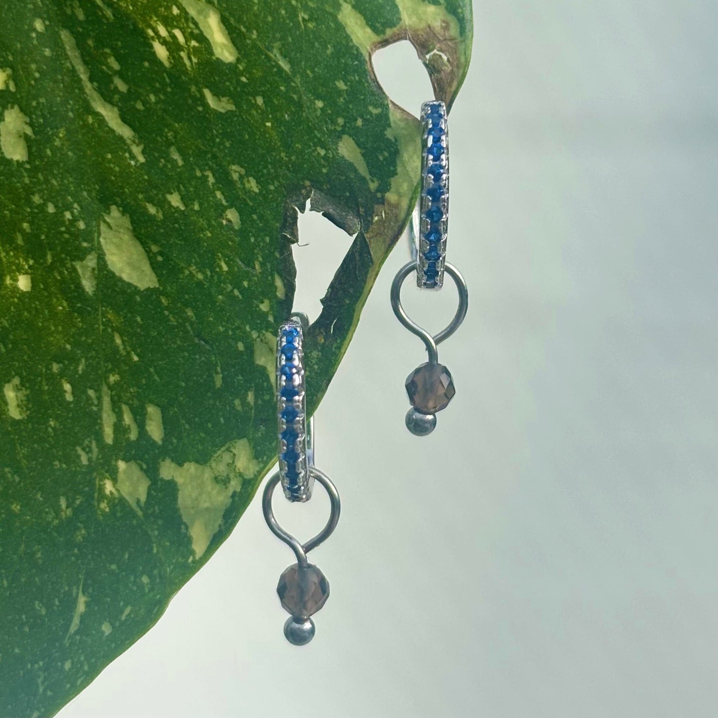 The Guide Crystals Silver Smokey Quartz Single Dew Drop Crystal Earring Charms