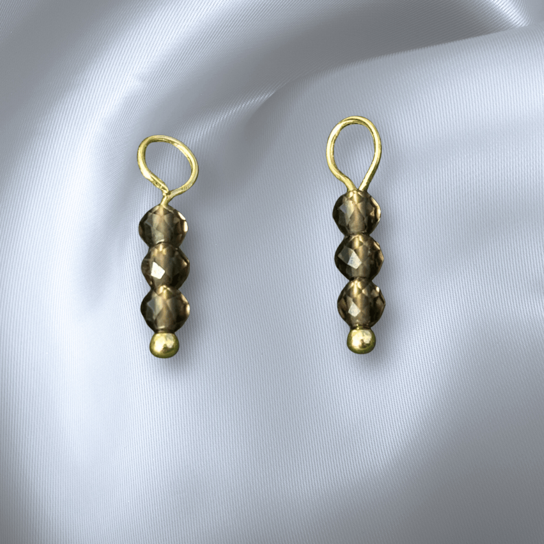 The Guide Crystals Smokey Quartz Triple Dew Drop Crystal Earring Charms
