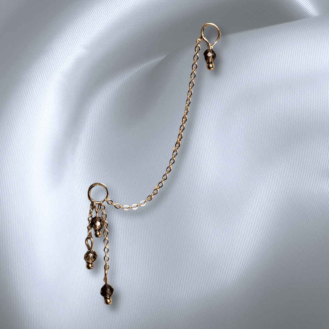 The Guide Crystals Smokey Quartz Waterfall Earring Chain