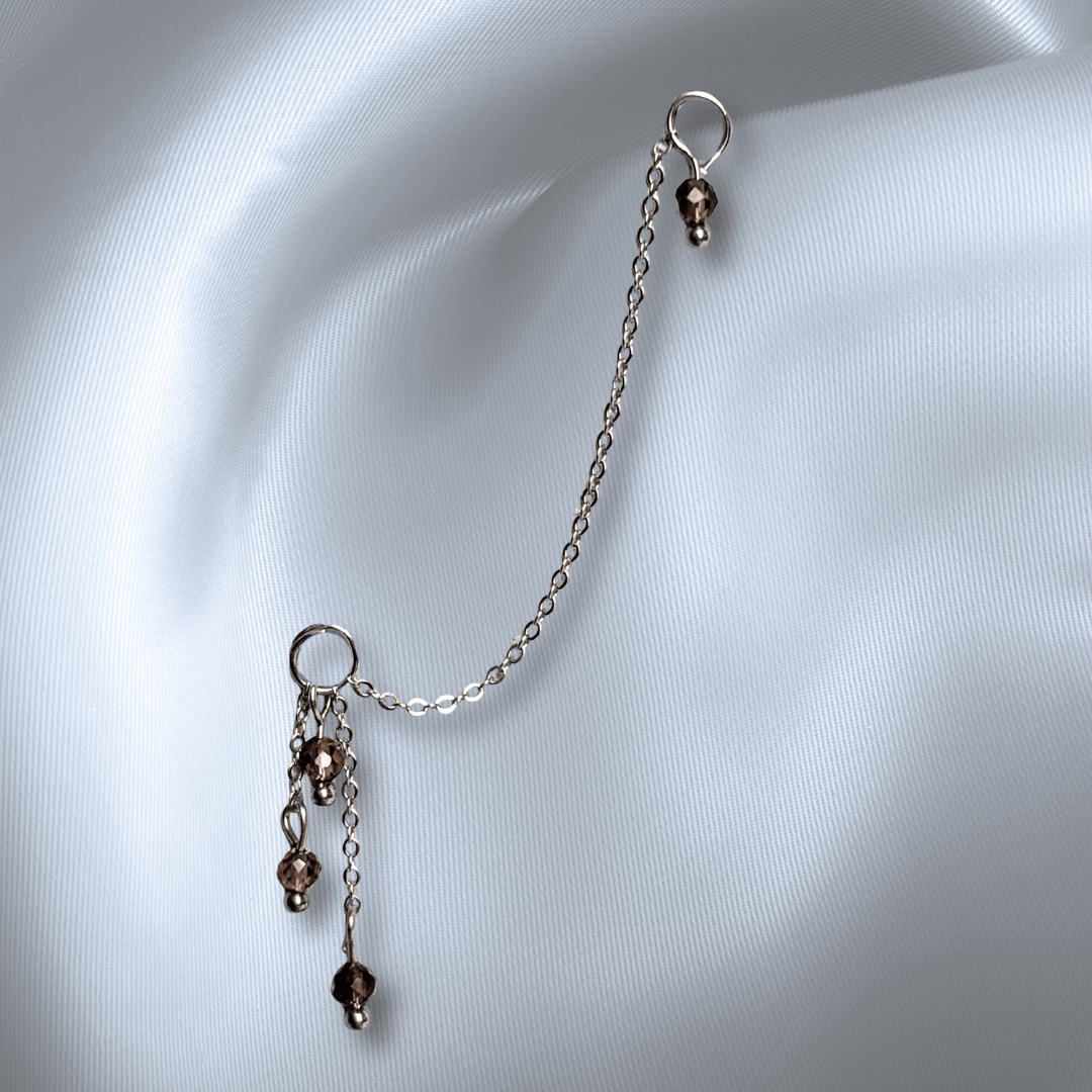 The Guide Crystals Smokey Quartz Waterfall Earring Chain