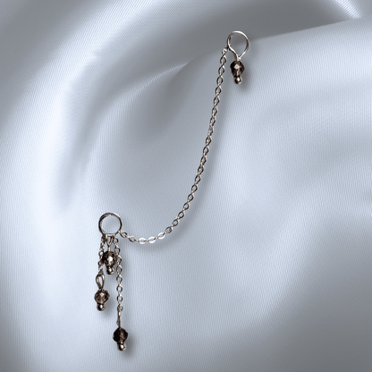 The Guide Crystals Smokey Quartz Waterfall Earring Chain