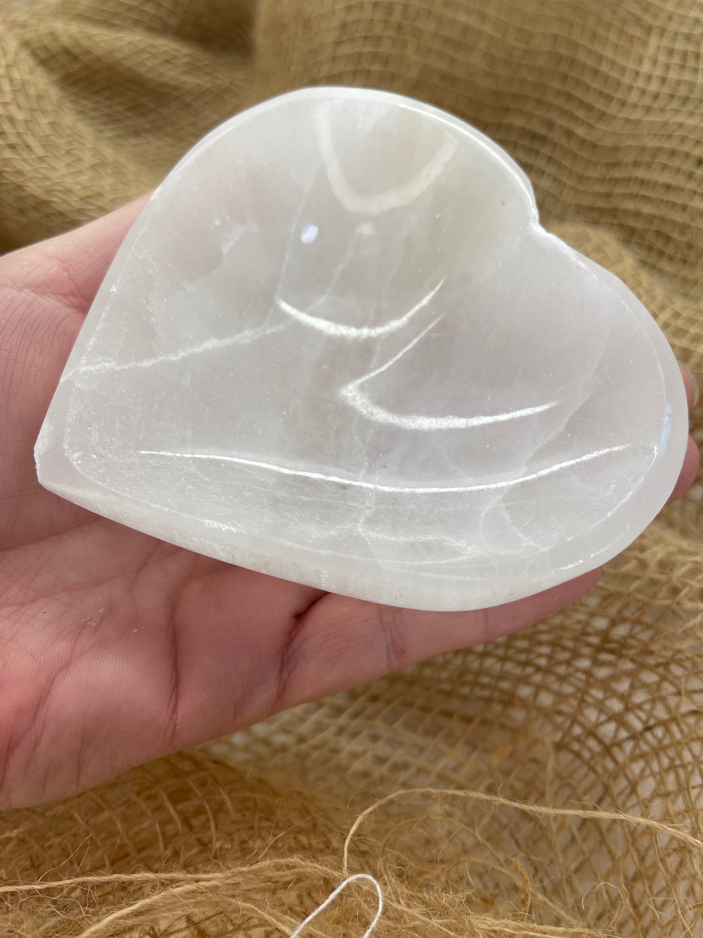 Satin Spar Selenite Heart Bowl