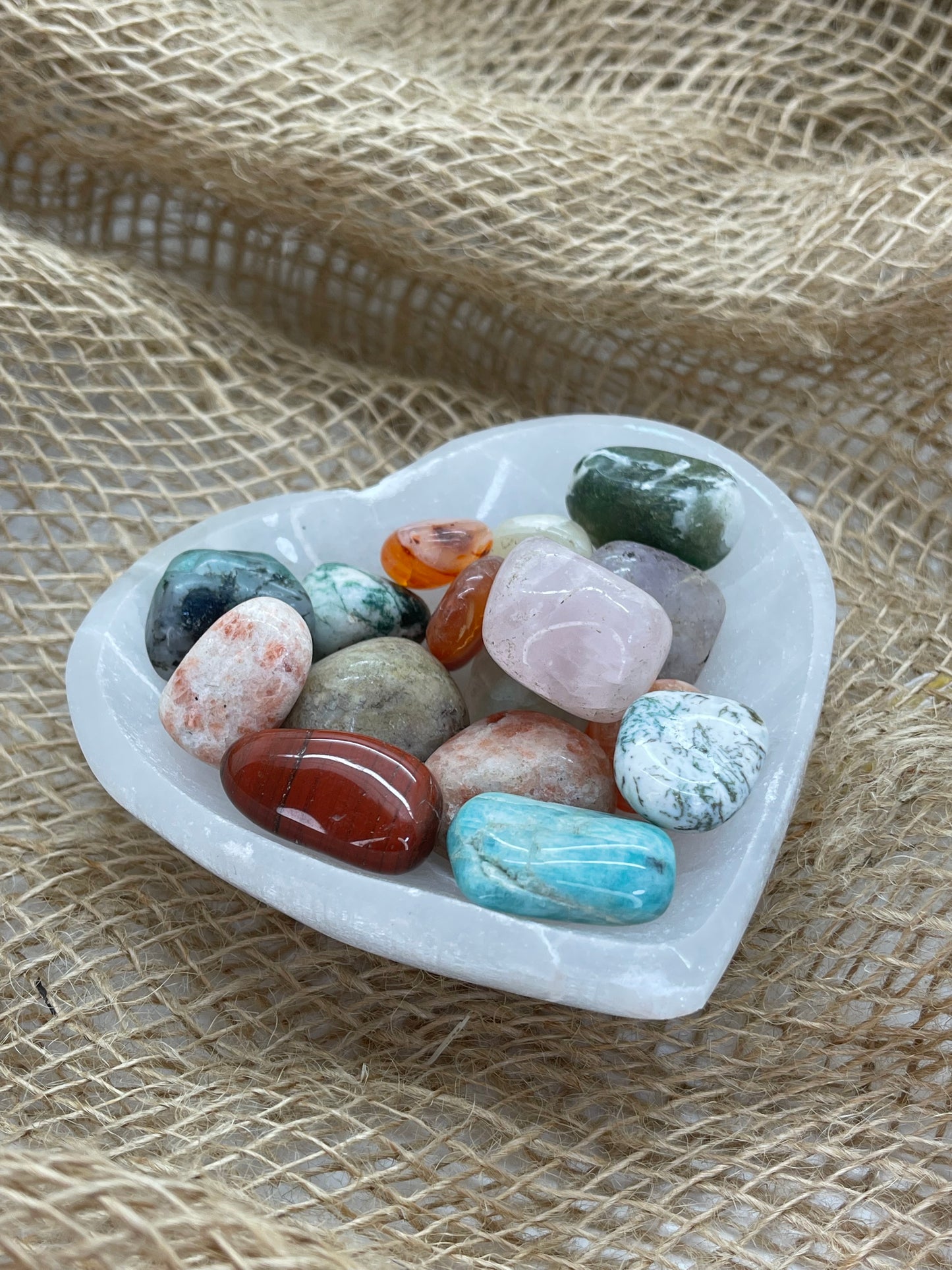 Satin Spar Selenite Heart Bowl