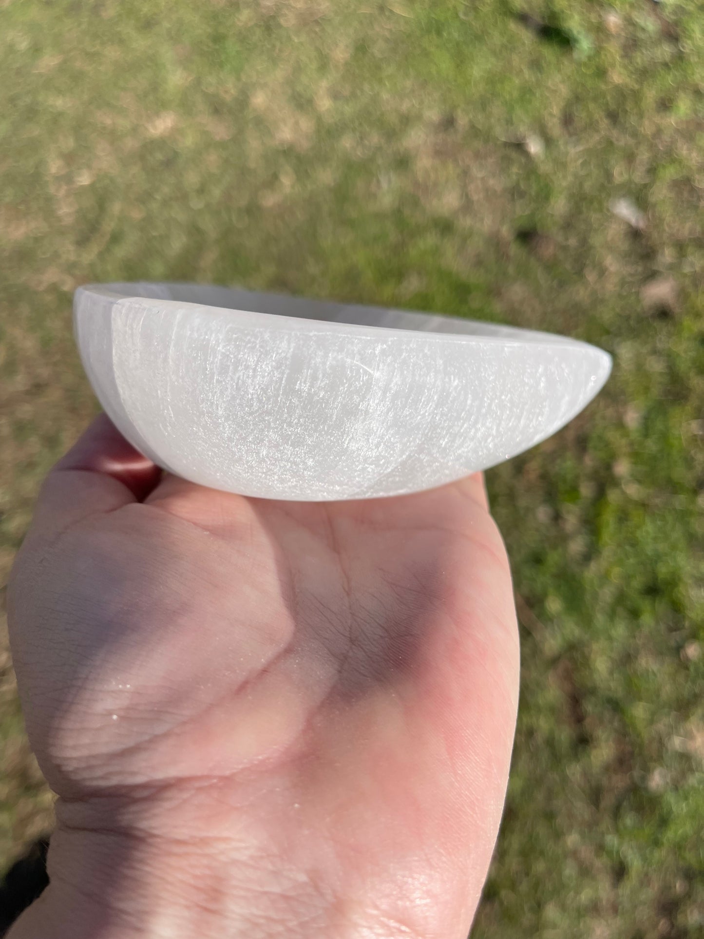 Satin Spar Selenite Heart Bowl