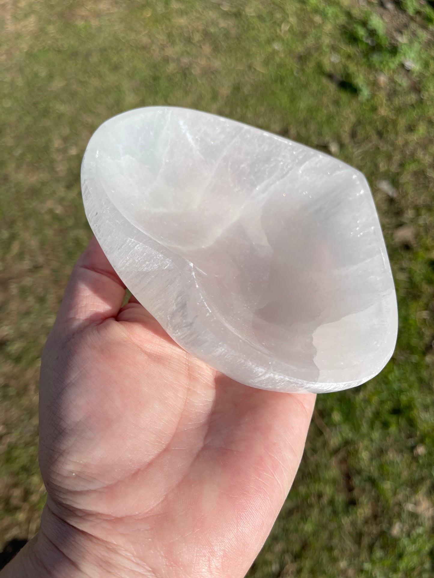 Satin Spar Selenite Heart Bowl