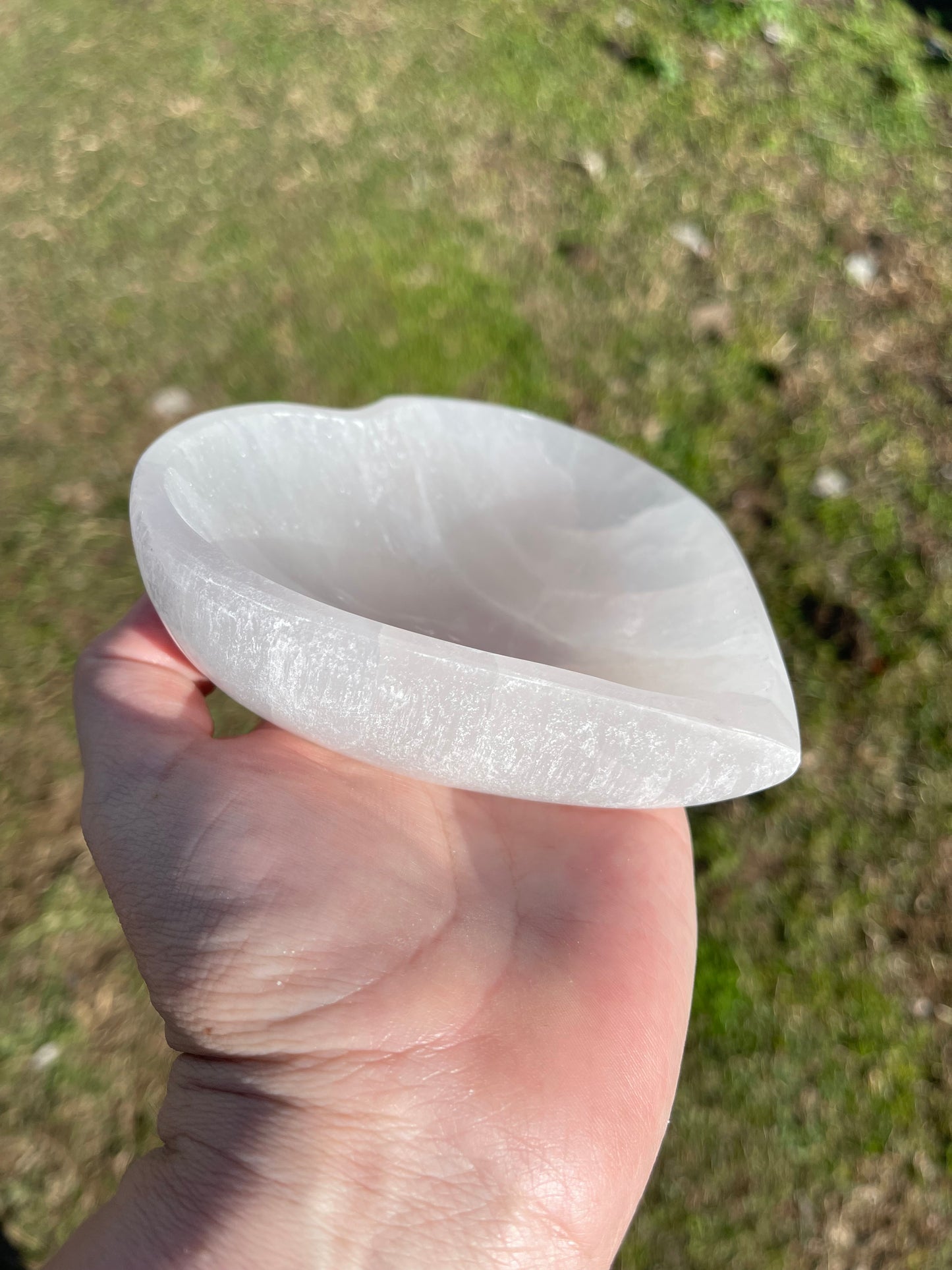 Satin Spar Selenite Heart Bowl