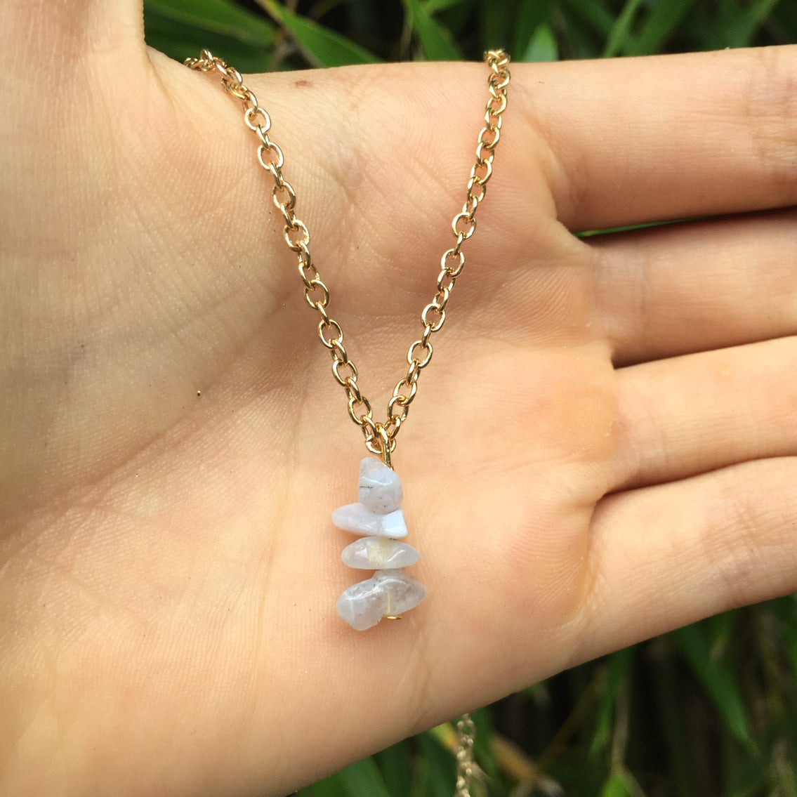 Blue Lace Agate Gold Necklace